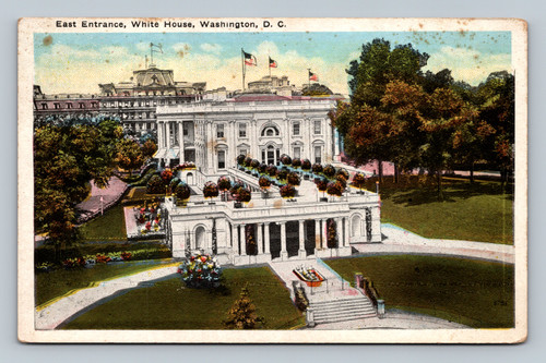 Postcard of East Entrance White House Washington DC postmarked Oct 15 Md