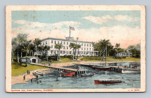 Sunrise Inn at Port Sewall Florida vintage postcard by L. N. MOSS