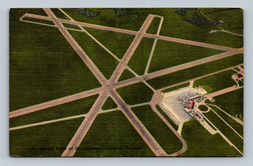 Aerial view of Greater Cincinnati Airport showing runways and control tower