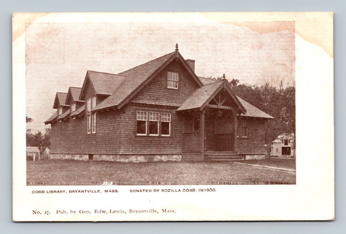 Cobb Library in Bryantville Massachusetts postcard
