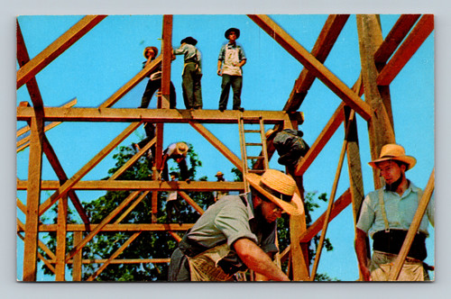 Pennsylvania Dutch neighbors raising a barn in about a day's work
