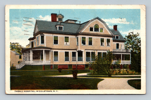 Thrall Hospital building Middletown NY 1919 postcard