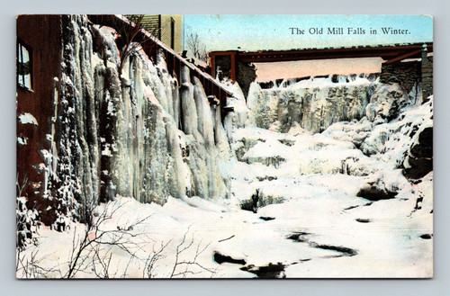 The Old Mill Falls in Winter, Liberty, New York postcard