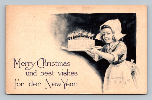 Merry Christmas greeting postcard from Port Chester by The Gibson Art Company