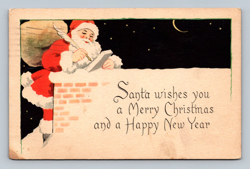 Santa Claus Merry Christmas and Happy New Year Holiday Greeting Card