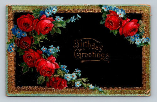 Birthday Greetings postcard printed in Germany with 1914 postmark and U.S. postage