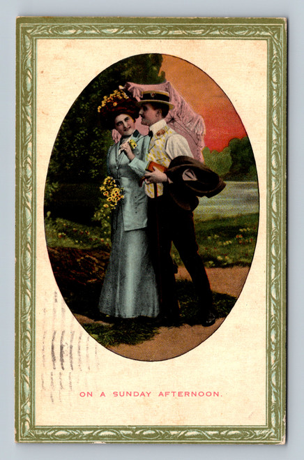 Sunday afternoon scene in Borgo street view postcard
