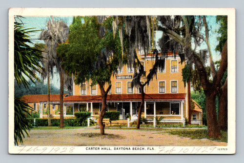 Carter Hall hotel building in Daytona Beach Florida vintage postcard