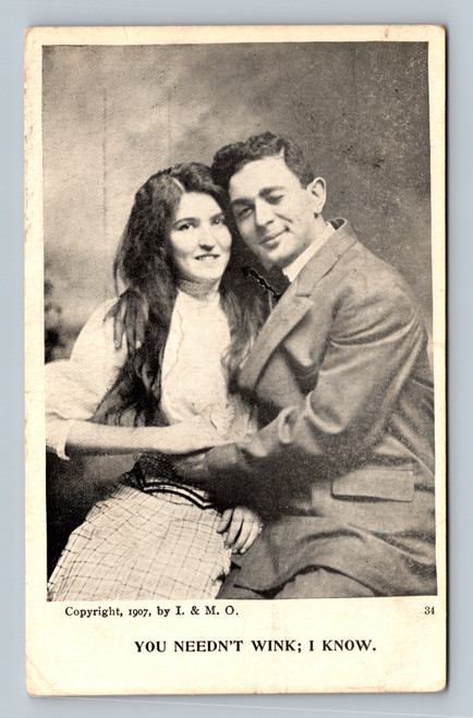 Humorous YOU NEEDN'T WINK I KNOW postcard from Ohio published by I. & M. O.
