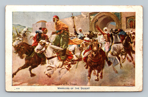 Warriors of the Desert postcard with 1911 A. ME postmark and one cent stamp