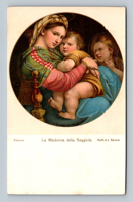 La Madonna della Seggiola by Raffaello Sanzio artwork postcard from Firenze Italy