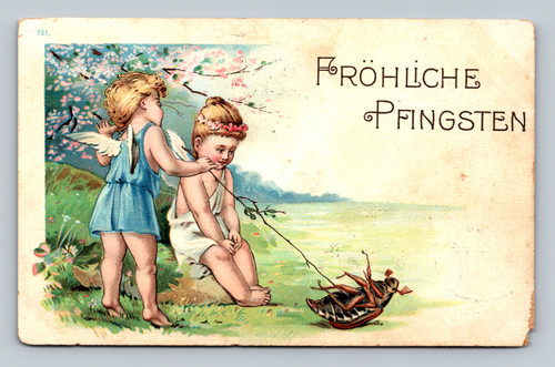 Happy Pentecost greeting postcard from Deutsches Reich published by Inkell