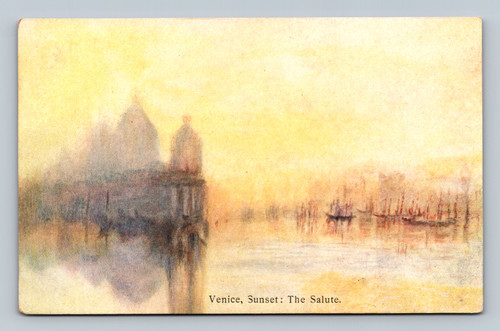 Venice Sunset View of The Salute Italy postcard by SAMUELS Ltd