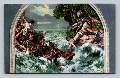 Tell's Sprung mural in the Tellskapelle at Lake Lucerne, Luzern, Switzerland