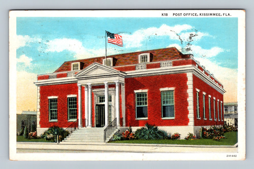 Post Office building in Kissimmee Florida vintage postcard