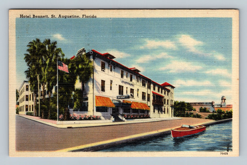 Vintage postcard of Hotel Bennett in St. Augustine Florida by Tichnor Bros