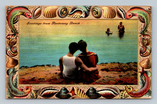 Greetings from Rockaway Beach postcard postmarked 1910