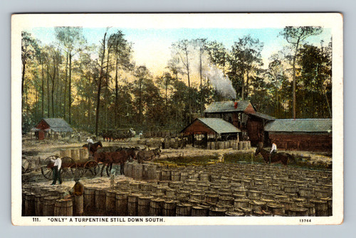 Turpentine still in Asheville southern United States postcard