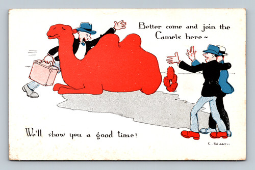 Camel comic illustration by E. Wenn from U.S.A. Local Camel