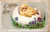 A Happy Easter - chick hatching from egg with blue flowers © 1909 M. Wessler