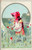 Woolson Spice - Girl in red bonnet picking flowers in field