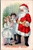 Santa giving doll to girl boy waits