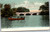 Postcard NY Buffalo Park Lake  People in rowboat bridge
