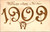 Happy New Year 1909 Gold Embossed Horseshoe Clover