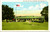 Linen postcard showing Brae Burn Golf Club in Dansville New York with golfer clubhouse and American flag