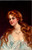 Antique illustrated portrait postcard of a red-haired woman wearing a necklace Edwardian style