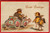 Antique Easter greetings postcard with embossed chicks automobile and eggs talking to chic with sword
