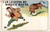 Antique undivided back comic postcard showing a man running while being chased by a bull