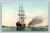 Outward bound tall sailing ship with tugboats vintage maritime postcard