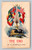 WWI Allied flags and military helmet patriotic postcard