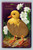 Antique embossed Easter postcard showing duckling hatching from egg Easter Greetings
