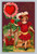 antique valentine postcard girl red dress heart wreath embossed germany