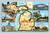 Map of Michigan with cities and landmarks postcard