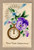 Embossed New Year Greetings felt Pocket Watch Pansy Germany Antique Postcard