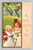 Easter children in field holding flowers and doll