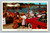 A beautiful woman next to a red Lincoln Capri negotiates with a man selling sponges