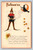 Vintage Nash H-427 Halloween postcard with witch flying on crescent moon, costumed elf, hazelnuts and jack-o'-lantern