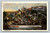 Painting of immigrant train in Rocky Mountains and San Francisco Harbor postcard