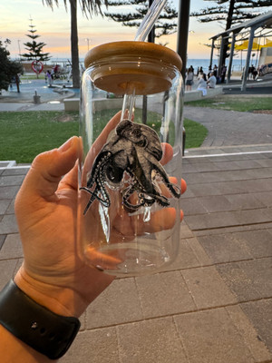 Becks Drawings Glass Cup - Octopus Becks Drawings Glass Cup - Octopus