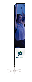 Y6 - 16' Rectangle Flag Kit, Mirror, With Cross Base - Blue (Drop Ship)