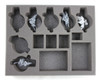 Models pictured are for size comparison only. They are the personal property of Battle Foam employees and are not included with the purchase of this tray. The fit of the models are not endorsed or affiliated with Games Workshop Limited in any way. This foam tray is completely unofficial and in no way endorsed by Games Workshop Limited.