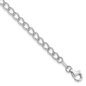 Amore La Vita Sterling Silver Rhodium-plated Polished 4.5mm 8 Inch Half Round Wire Curb Chain With Fancy Lobster Clasp Charm Bracelet 8 Inch Fine Jewelry Gift