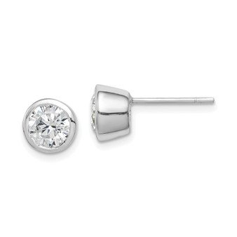 Sterling Silver Polished 6mm Round CZ Bezel Set Stud Earrings Fine Jewelry Gift