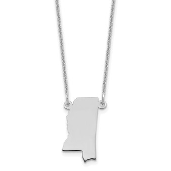 14k White Gold Mississippi State Necklace Fine Jewelry Gift