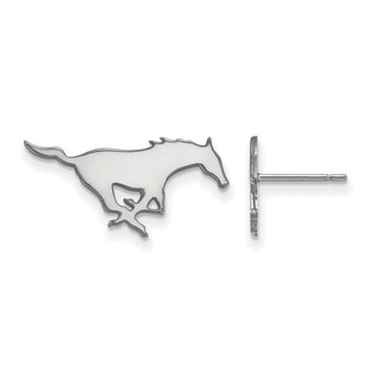 Sterling Silver Rhodium-plated LogoArt Southern Methodist University Mustang Small Post Earrings
