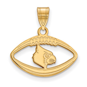 Sterling Silver Gold-plated LogoArt University Of Louisville Cardinal Football Pendant